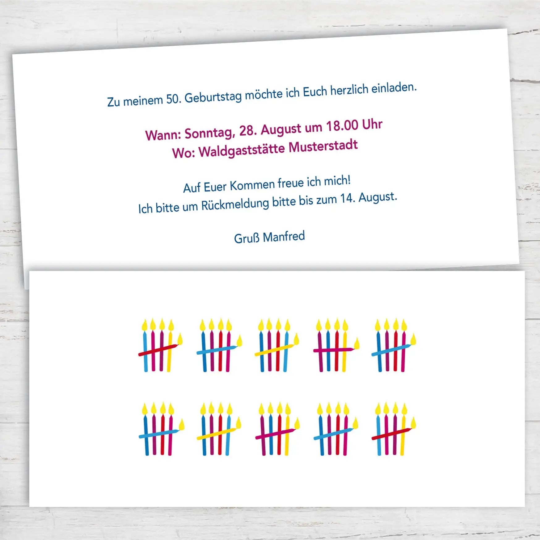 Einladung zum 50. Geburtstag: Kerzen Strichliste Individuelle Einladung